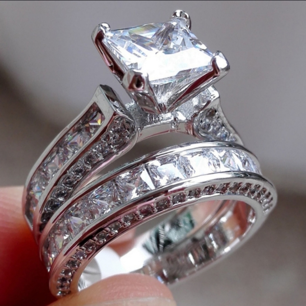 925 SS Engagement Ring Set